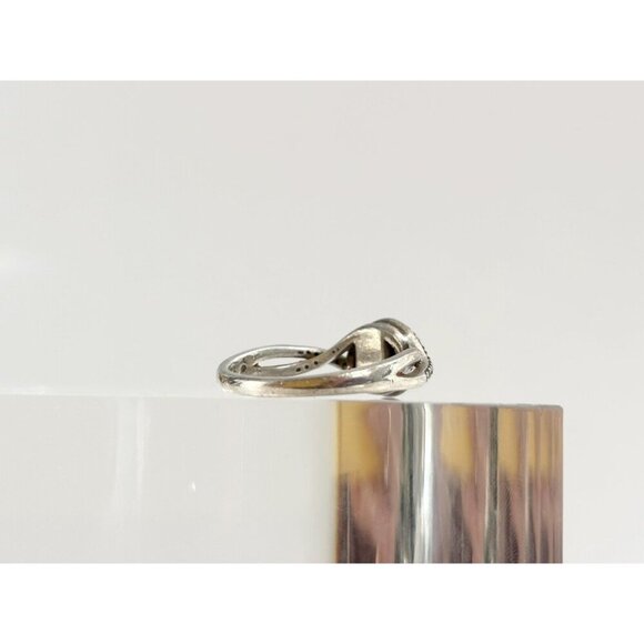 Crossover Cluster Cubic Zirconia Gemstone Vintage Sterling Silver Ring - sz 6.5 - Picture 3 of 10